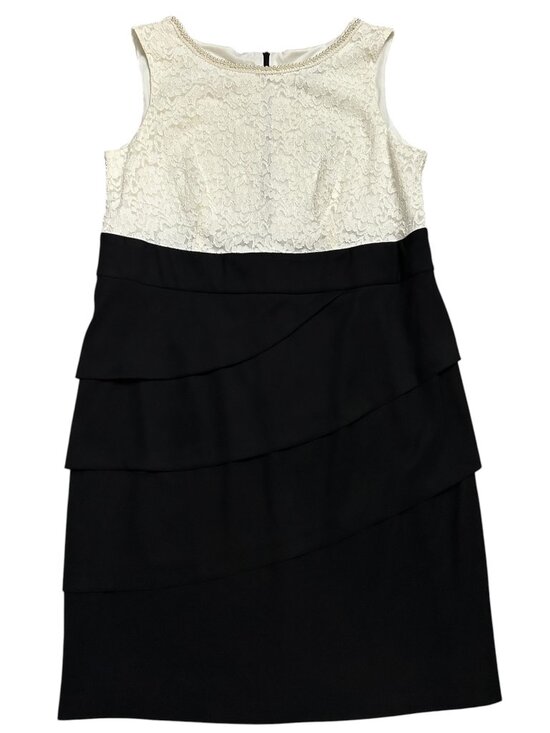 connected apparel Dresses & Skirts - Connected Apparel Dress Women's Size 18W Ivory Black Lace Faux Pearl Accent Neck